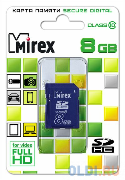 Флеш карта SD 8GB Mirex SDHC Class 10 флеш карта sd 64gb mirex sdxc class 10 uhs i
