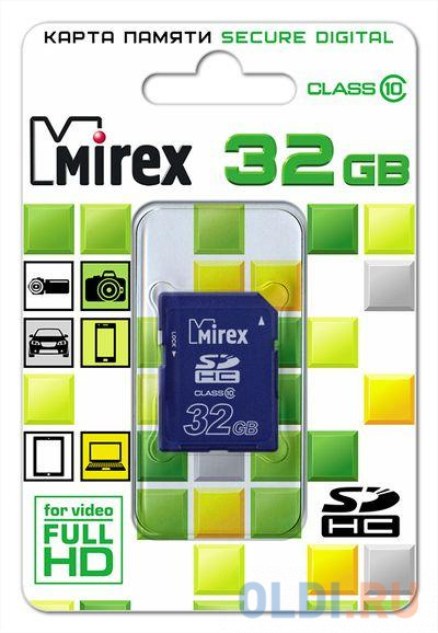 Флеш карта SD 32GB Mirex SDHC Class 10 флеш карта sdhc 32gb netac p600 nt02p600stn 032g r