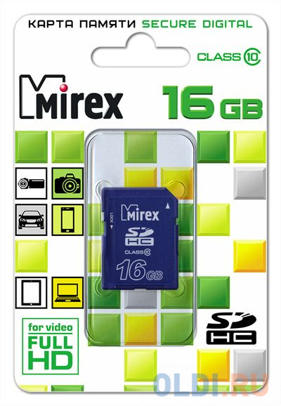 Флеш карта SD 16GB Mirex SDHC Class 10 13611-SD10CD16