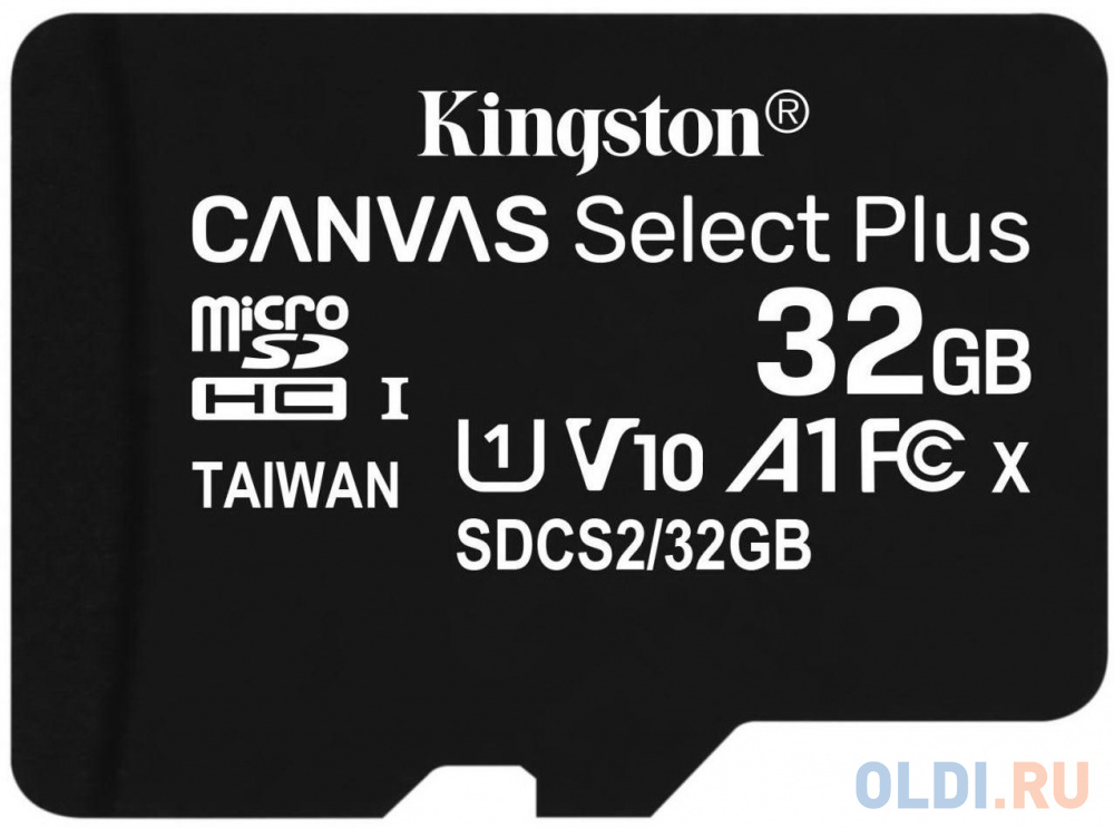 Карта памяти microSDXC 32GB Kingston Class10 UHS-I Canvas Select up to 100MB/s с адапт (SDCS2/32GB-3P1A)