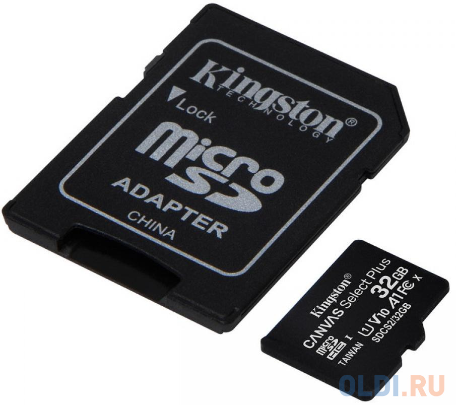 Карта памяти microSDXC 32GB Kingston Class10 UHS-I Canvas Select up to 100MB/s с адапт (SDCS2/32GB-2P1A)