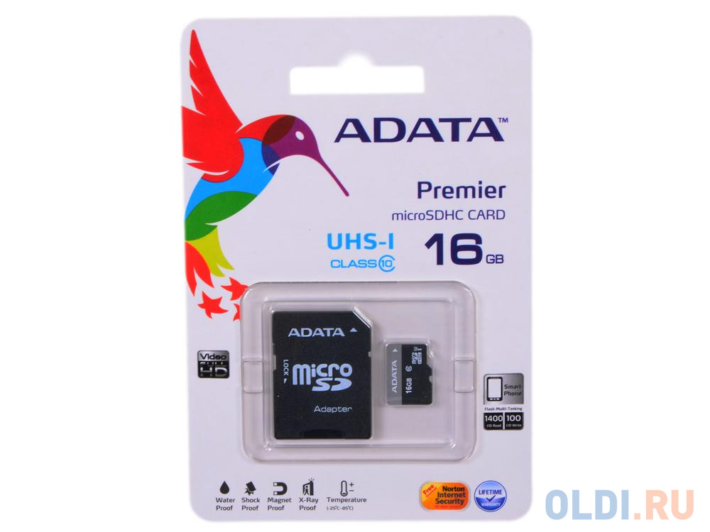Карта памяти MicroSDHC 16GB A-Data UHS-I Class 10 + SD adapter AUSDH16GUICL10-RA1 карта памяти a data microsdhc class 4 32gb sd adapter ausdh32gcl4 ra1