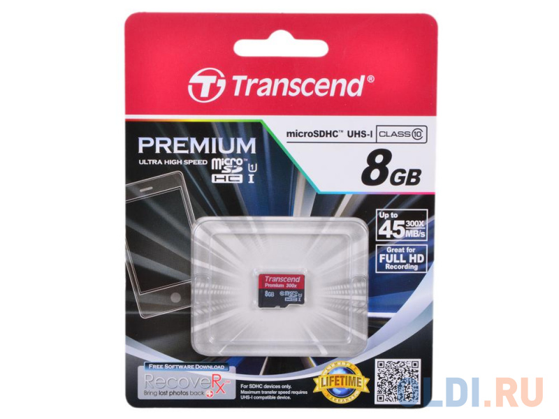 

Карта памяти MicroSDHC 8GB Transcend Class10 UHS-I 300x no Adapter (TS8GUSDCU1)