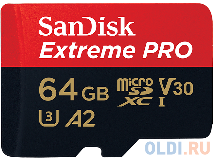 

Карта памяти MicroSDXC 64Gb Sandisk Extreme Pro Rescue Pro Deluxe A2 C10 V30 UHS-I U3 (SDSQXCY-064G-GN6MA)