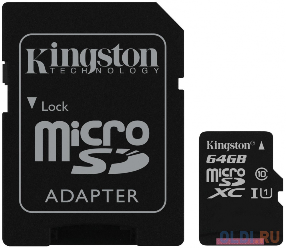Карта памяти microSDHC 64Gb Kingston SecureDigital 5bites re2 100bl usb2 0 устройство ч з карт памяти sd tf usb plug blue