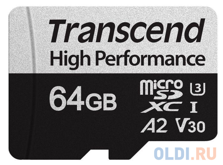 Карта памяти MicroSDXC 64GB Transcend Class10 UHS-I U3 A2 330S + адаптером (TS64GUSD330S) карта памяти compact flash 64gb transcend 1000x
