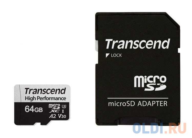 Карта памяти MicroSDXC 64GB Transcend Class10 UHS-I U3 A2 330S + адаптером (TS64GUSD330S) фото