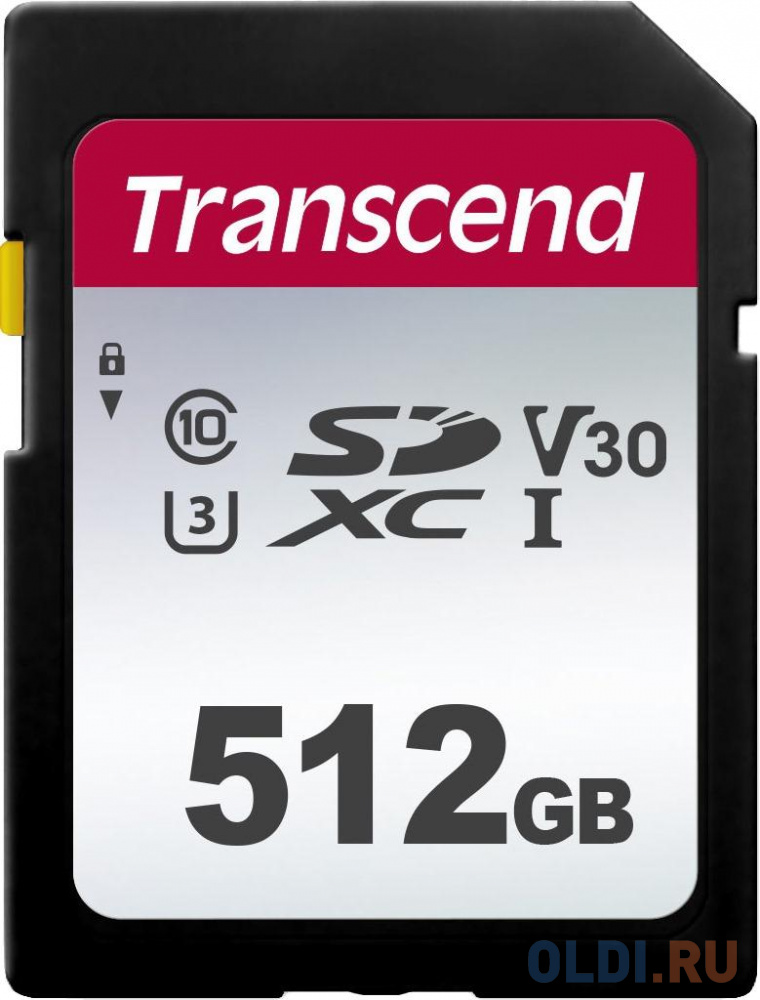Карта памяти microSDXC Transcend 300S, 512 Гб, UHS-I Class U3 V30 A1, с адаптером карта памяти transcend microsdxc 64gb class10 ts64gusd300s a adapter