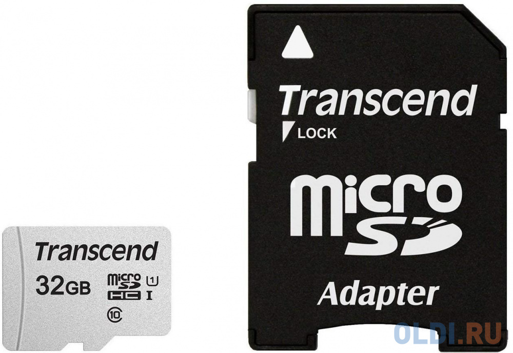 Карта памяти microSDHC 32Gb Transcend TS32GUSD300S-A подарочная карта 1000