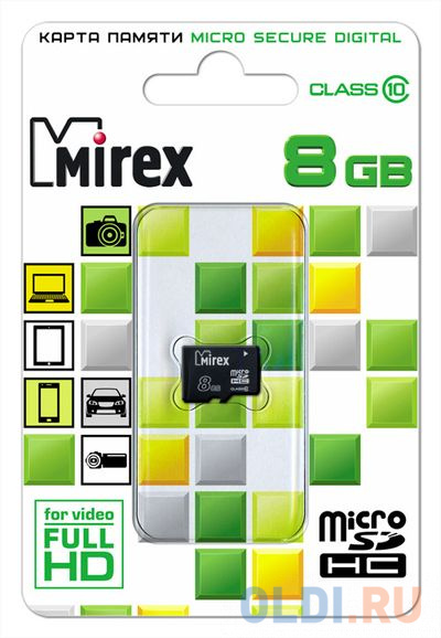 Флеш карта microSD 8GB Mirex microSDHC Class 10 флеш карта microsd 8gb mirex microsdhc class 4 sd адаптер