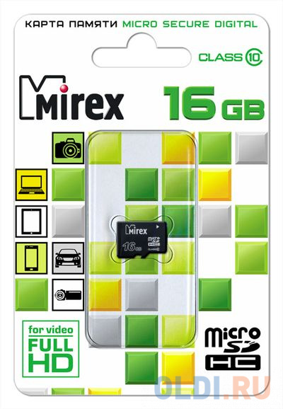 Флеш карта microSD 16GB Mirex microSDHC Class 10 флеш карта microsd 8gb mirex microsdhc class 4 sd адаптер