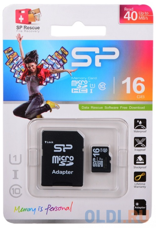 

! Карта памяти microSDHC 16GB Silicon Power Class10 с адаптером (SP016GBSTH010V10SP)