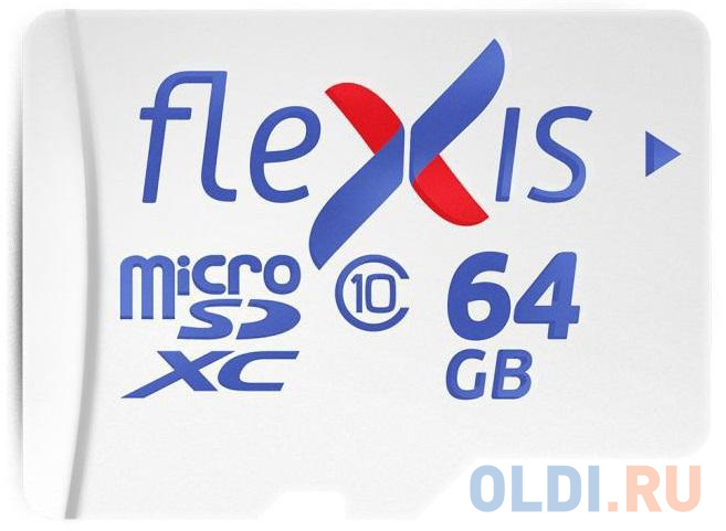 Карта памяти microSDXC 64GB Cl10 U1, c адаптером, Flexis
