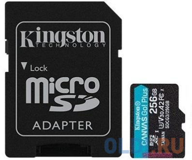 Флеш карта microSDXC 256Gb Kingston, UHS-II Class U3 V30 A2, чтение: 170Мб/с, запись: 90Мб/с, с адаптером <SDCG3/256GB>