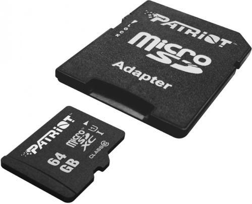 

Флеш карта microSDHC 64GB Class10 Patriot (PSF64GMCSDHC10) LX MICRO SDHC with adaptor