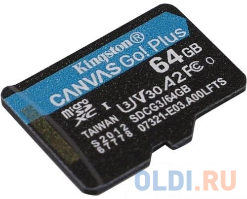 Карта памяти microSDXC 64Gb Kingston SDCG3/64GBSP флеш карта microsdxc 64gb kingston microsdxc uhs ii class u3 v30 a2 чтение 170мб с запись 70мб с с адаптером sdcg3 64gb