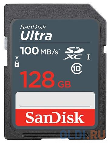 Флеш карта SDHC 128Gb Class10 Sandisk SDSDUNR-128G-GN3IN Ultra флеш карта microsdxc 128gb sandisk ultra class 10 uhs i w90 r 190 мб с sdsqxaa 128g gn6ma адаптер на sd