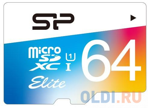 Флеш карта microSD 64GB Silicon Power Elite microSDHC Class 10 UHS-I  Colorful - фото 1