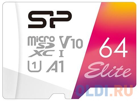 Флеш карта microSD 64GB Silicon Power Elite A1 microSDXC Class 10 UHS-I U3 100 Mb/s (SD адаптер) флеш карта sd 512gb silicon power sdxc class 10 uhs ii u3 v60 280 170 mb s
