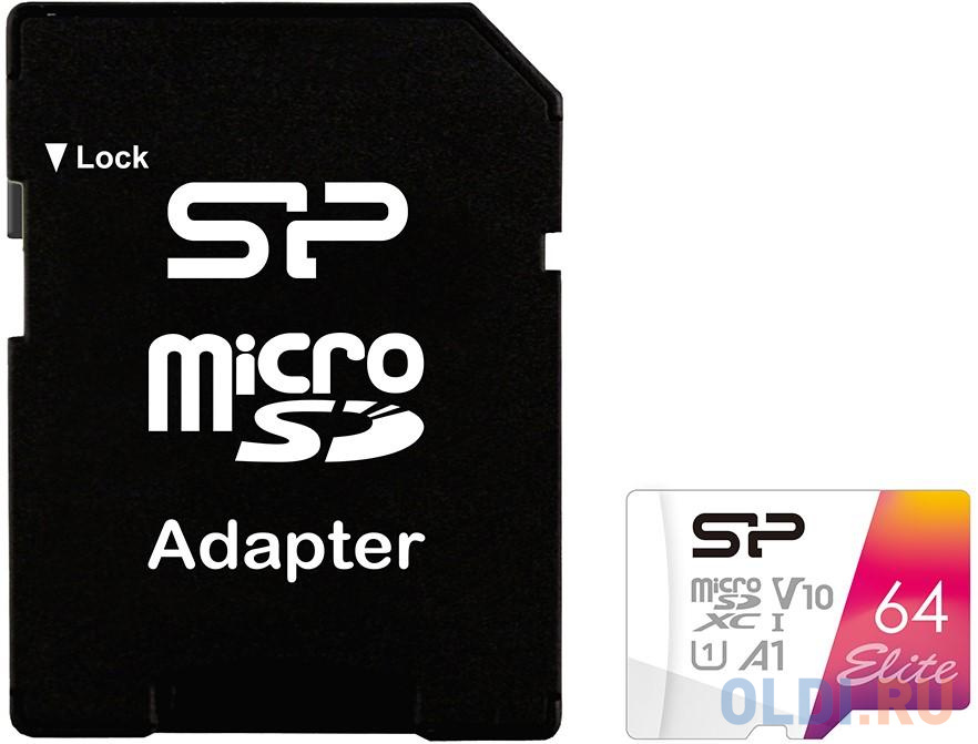 Флеш карта microSD 64GB Silicon Power Elite A1 microSDXC Class 10 UHS-I U3 100 Mb/s (SD адаптер) - фото 2