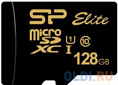 Флеш карта microSD 128GB Silicon Power Elite Gold microSDXC Class 10 UHS-I U1 85Mb/s (SD адаптер) карта памяти sd xc 128gb silicon power superior pro