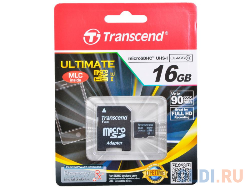 

Карта памяти MicroSDHC 16GB Transcend Class10 U1 UHS-I Ultimate 600x (TS16GUSDHC10U1)