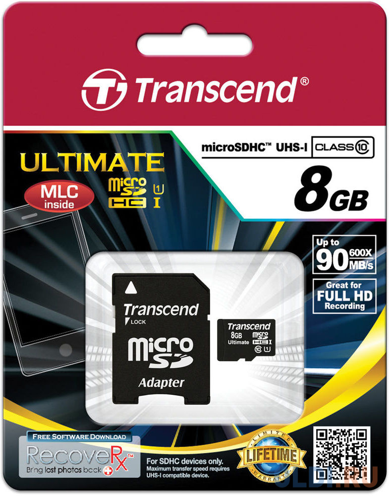   MicroSDHC 8GB Transcend Class10 UHS-I 600x (TS8GUSDHC10U1)