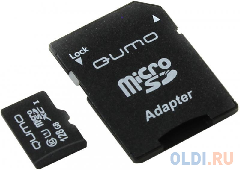 Карта памяти Micro SDXC 128Gb class 10 UHS-I QUMO QM128GMICSDXC10U1 + SD adapter карта памяти micro sdxc 128gb uhs 3 sdsqqvr 128g gn6ia sandisk