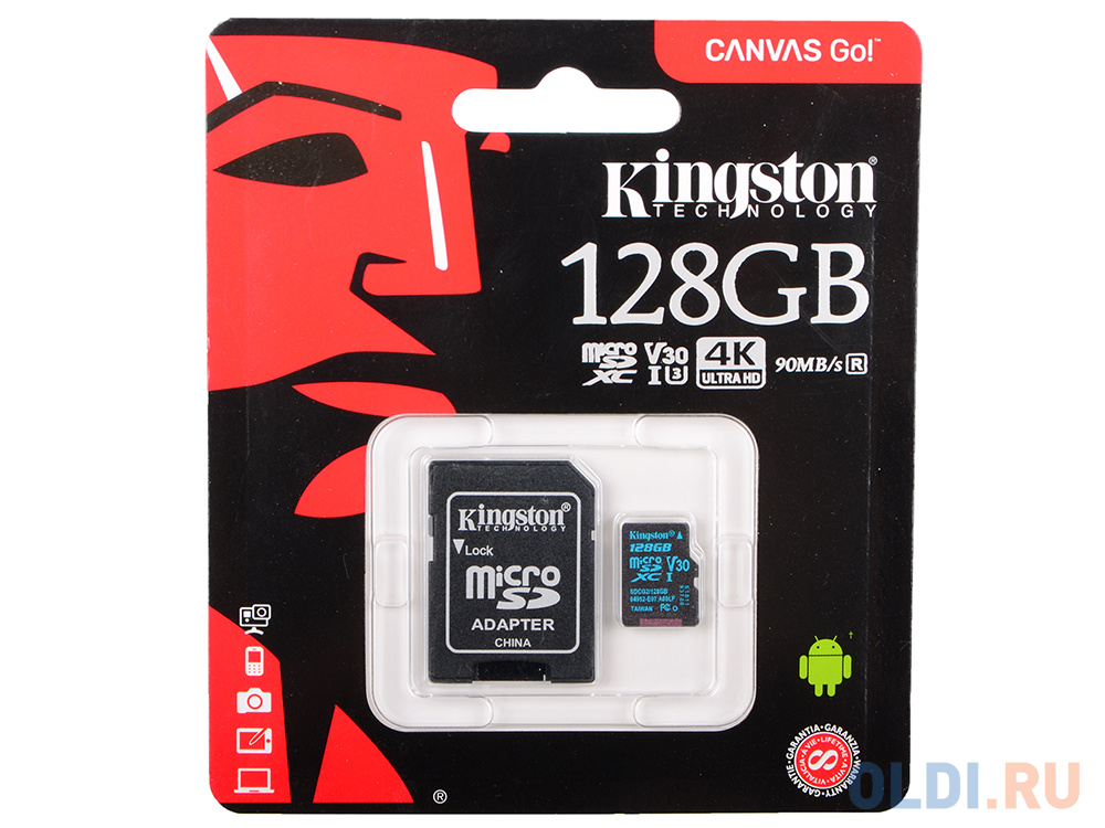 Карта памяти microsdxc kingston canvas go plus 128 гб sdcg3 128gb