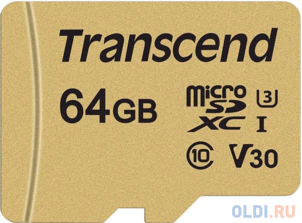 Флеш-накопитель Micro SecureDigital 64Gb Transcend Class 10 TS64GUSD500S {MicroSDXC Class 10 UHS-I U3, SD adapter}
