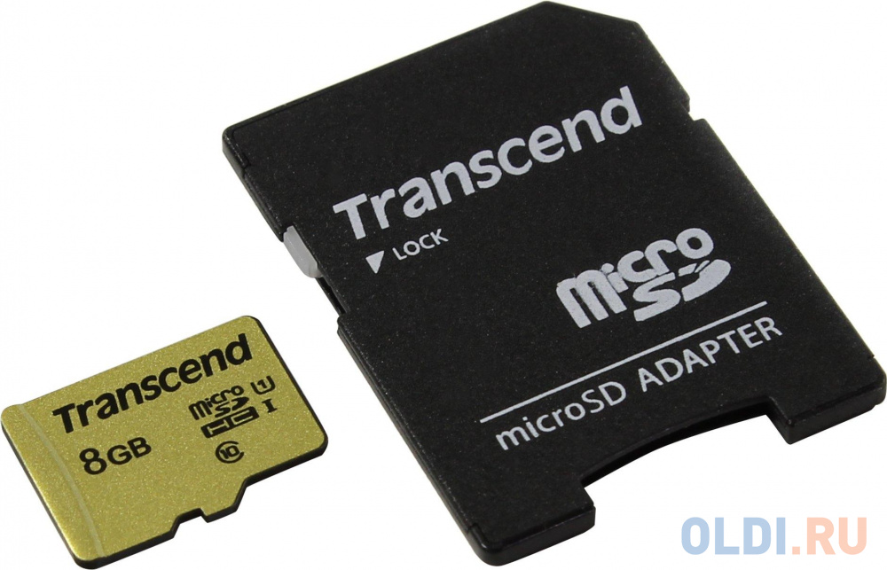 Флеш-накопитель Transcend Карта памяти Transcend 8GB UHS-I U1 microSD with Adapter, MLC TS8GUSD500S флеш накопитель transcend 8gb jetflash 720 mlc silver