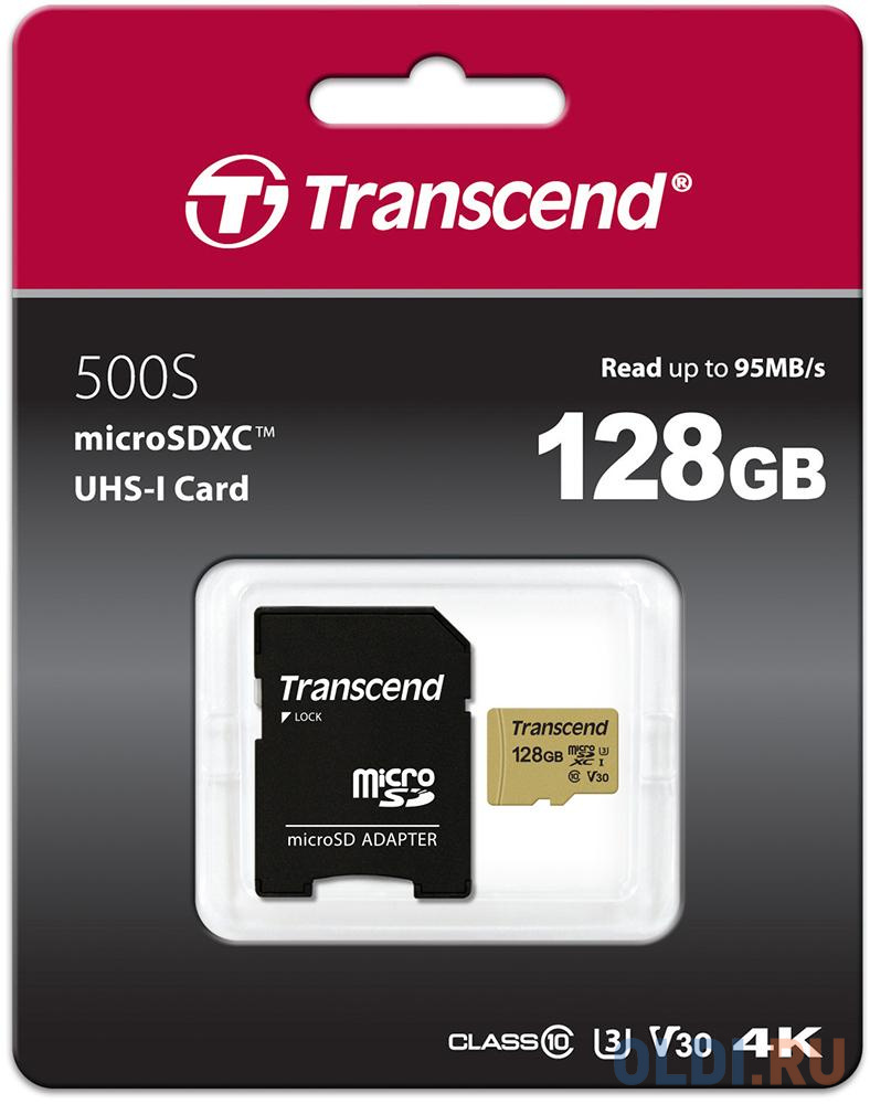Карта памяти microSDXC 128Gb Transcend TS128GUSD500S карта памяти microsdxc 64gb class10 transcend ts64gusd300s w o adapter