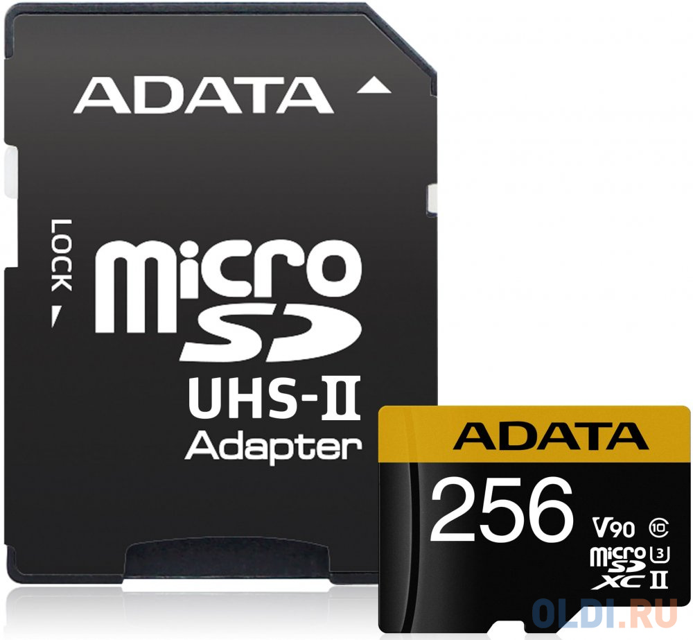 

Флеш карта microSD 256GB A-DATA Premier ONE microSDXC Class 10 UHS-II U3 V90 275MB/s (SD адаптер) AUSDX256GUII3CL10-CA1