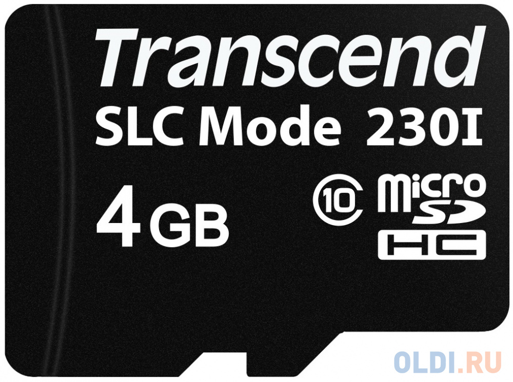 

Промышленная карта памяти microSDHC Transcend 230I, 4 Гб Class 10 3D NAND TLC, темп. режим от -40 до +85, без адаптера