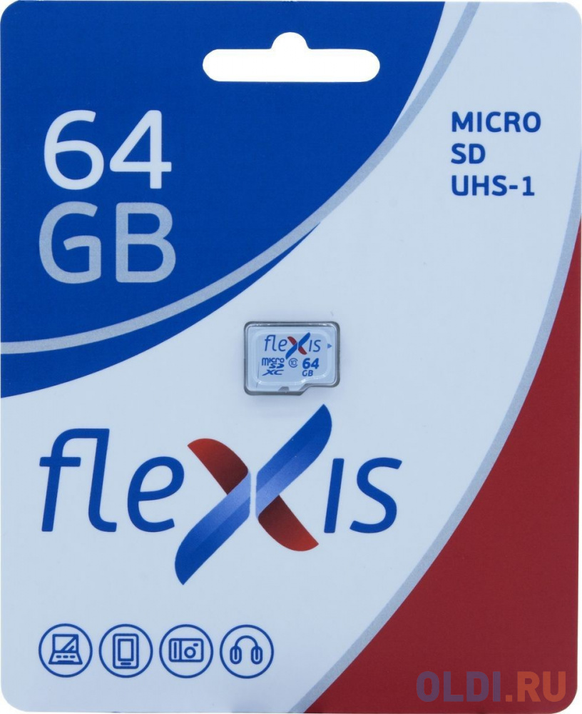 Карта памяти microSDXC Flexis, 64 Гб, UHS-I Class 10 U1, без адаптера фото