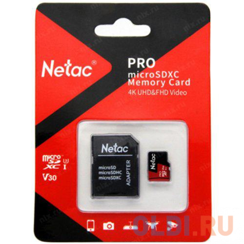 Netac MicroSD card P500 Extreme Pro 32GB, retail version w/SD adapter connectx® 5 vpi adapter card edr ib 100gb s and 100gbe single port qsfp28 pcie3 0 x16 tall bracket rohs r6