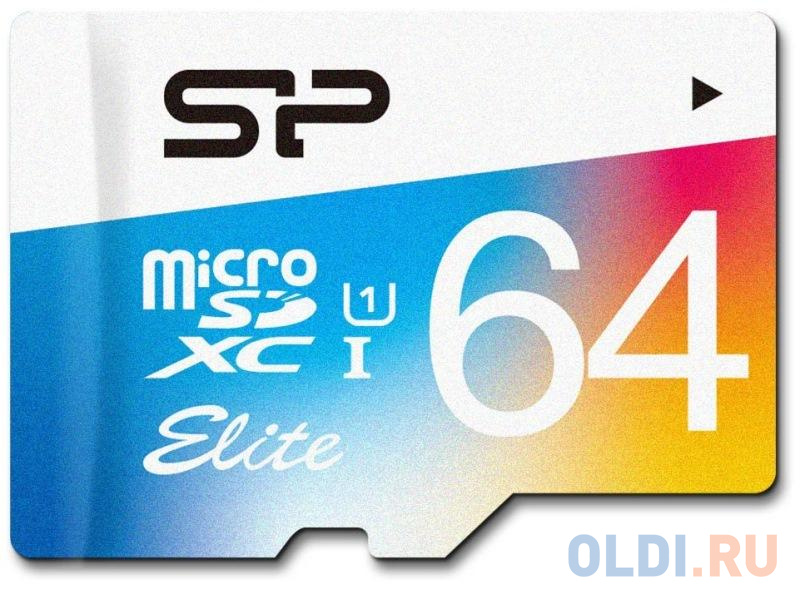 Флеш карта microSD 64GB Silicon Power Elite microSDHC Class 10 UHS-I (SD адаптер) Colorful