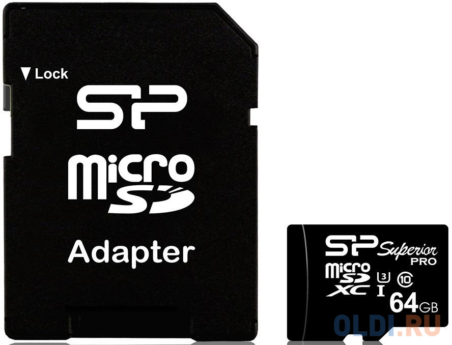 Флеш карта microSD 64GB Silicon Power Superior microSDXC Class 10 UHS-I U3 90/80 MB/s (SD адаптер) SP064GBSTXDU3V10SP - фото 2