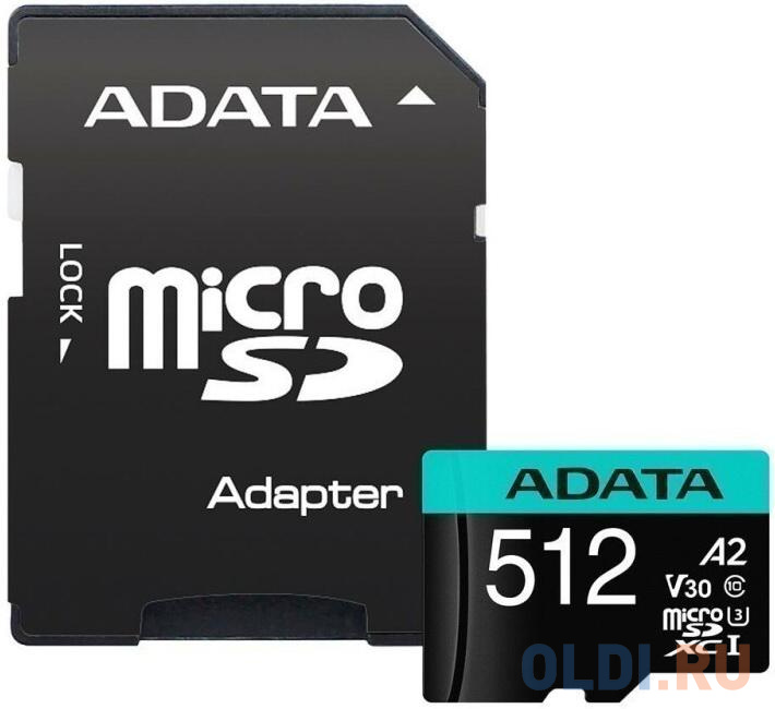 Карта памяти MICRO SDXC 512GB W/AD. AUSDX512GUI3V30SA2-RA1 ADATA карта памяти micro sdxc 128gb class 10 uhs i qumo qm128gmicsdxc10u1 sd adapter