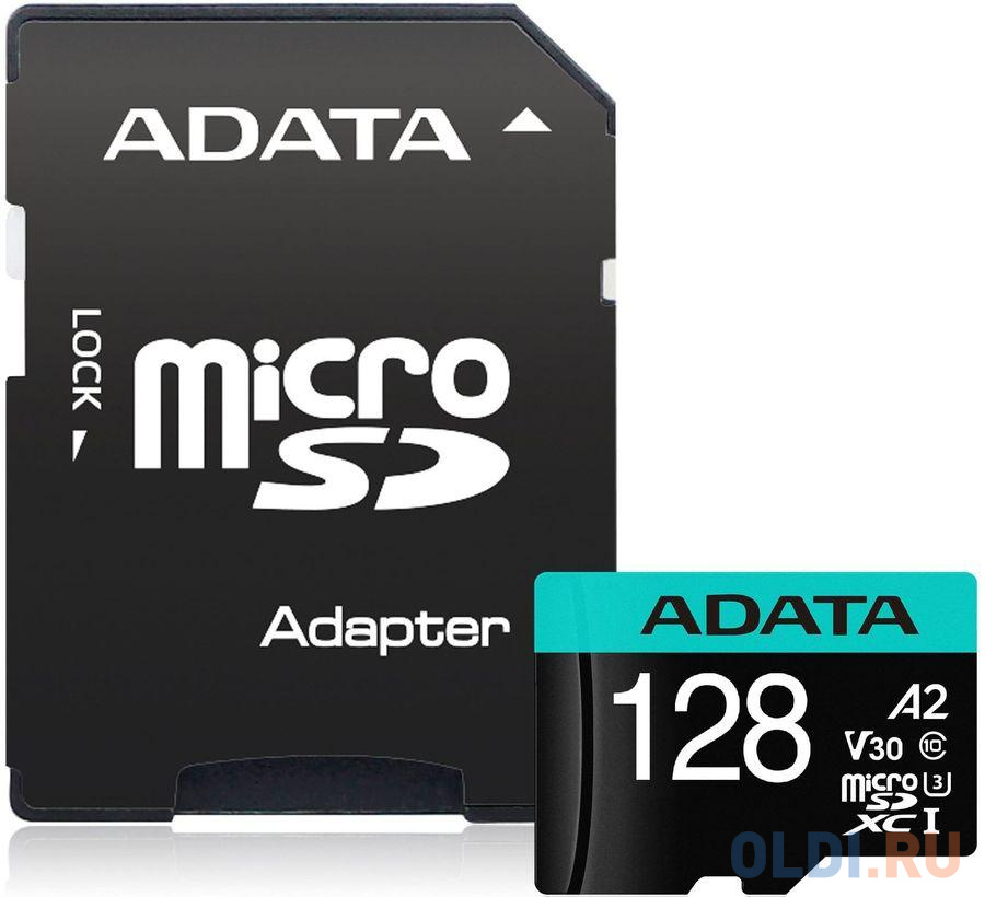 Флеш карта microSDHC 128Gb Class10 A-Data AUSDX128GUI3V30SA2-RA1 Premier Pro + adapter флеш карта microsdhc 16gb netac p500 eco 50 95 mb s no adapter nt02p500eco 016g s