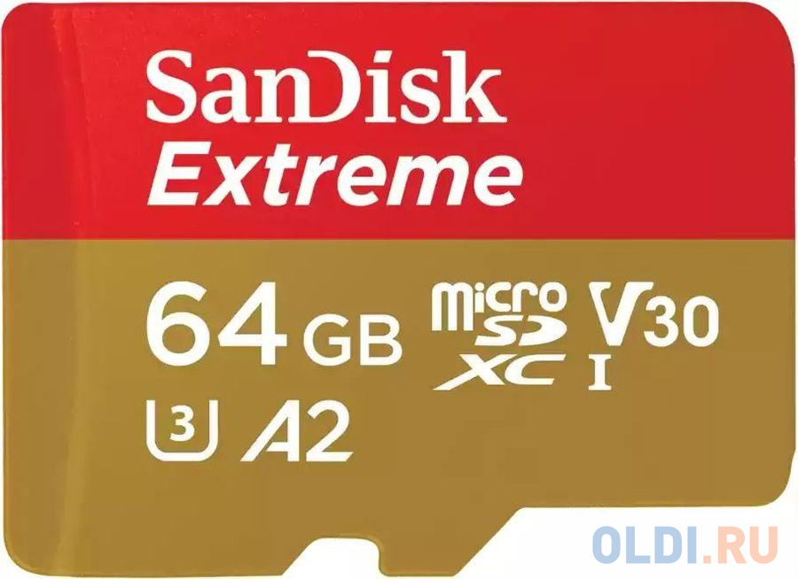 Флеш карта microSD 64GB SanDisk microSDXC Class 10 UHS-I A1 C10 V30 U3 Extreme 170MB/s флеш карта sd 64gb mirex sdxc class 10 uhs i