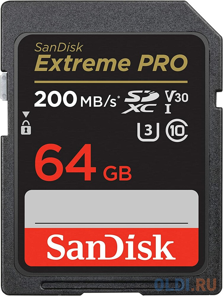 Карта памяти SD XC 64Gb SanDisk Extreme Pro (SDSDXXU-064G-GN4IN) флешка 64gb sandisk extreme go usb 3 2 серый