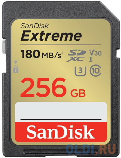 Карта памяти SanDisk Extreme SD UHS I 256GB Card for 4K Video for DSLR and Mirrorless Cameras 180MB/s Read & 130MB/s Write, Lifetime Warranty