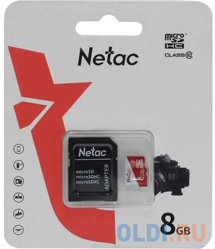 Флеш карта microSDHC 8GB Netac P500 ECO <NT02P500ECO-008G-R>  (с SD адаптером)