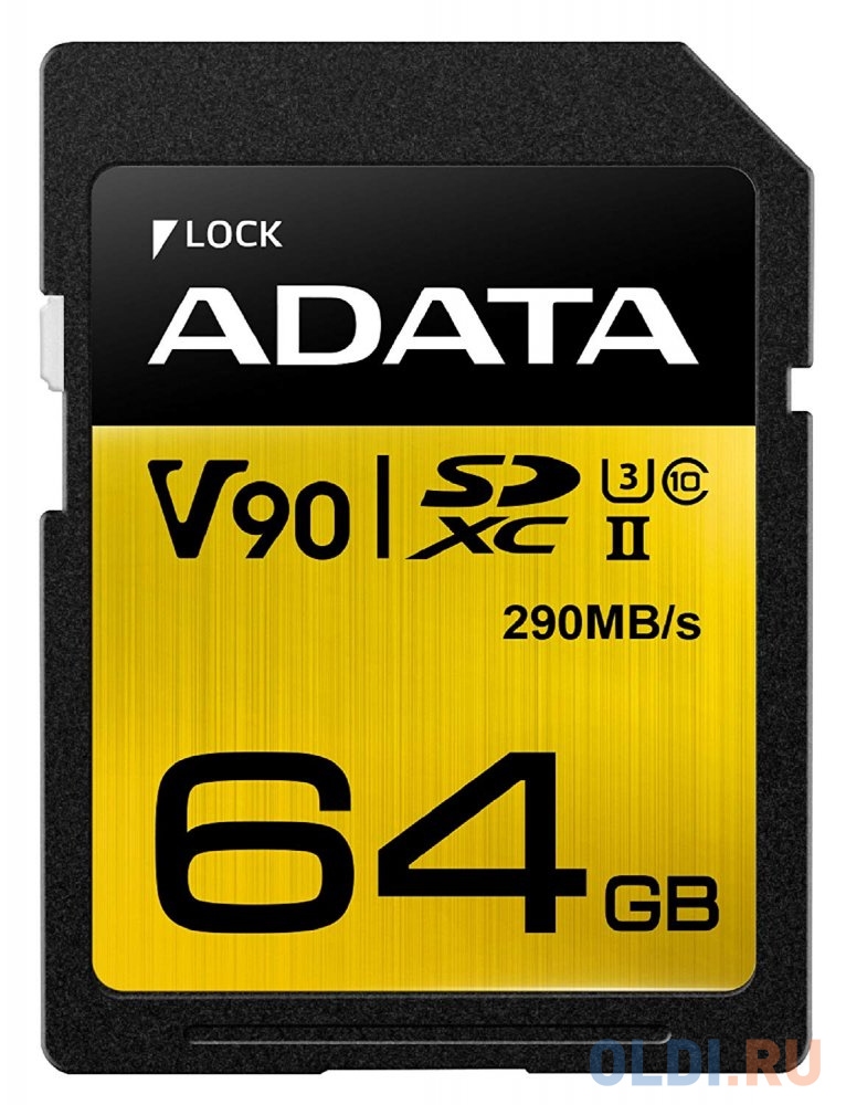 

Флеш карта SD 64GB A-DATA Premier ONE SDXC Class 10 UHS-II U3 V90 290MB/s ASDX64GUII3CL10-C