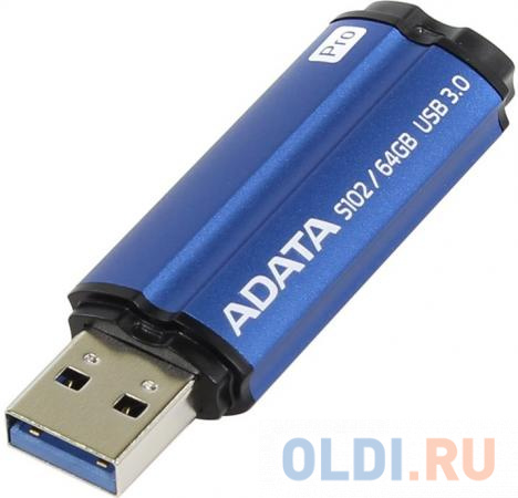 Внешний накопитель 64GB USB Drive ADATA USB 3.1  S102 PRO синий (80/40 мб/с) AS102P-64G-RBL - фото 1