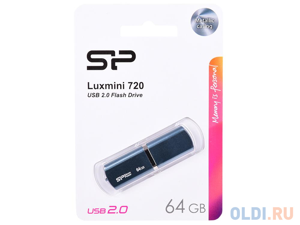 Флешка USB 64GB Silicon Power Luxmini 720 SP064GBUF2720V1D синий - фото 2