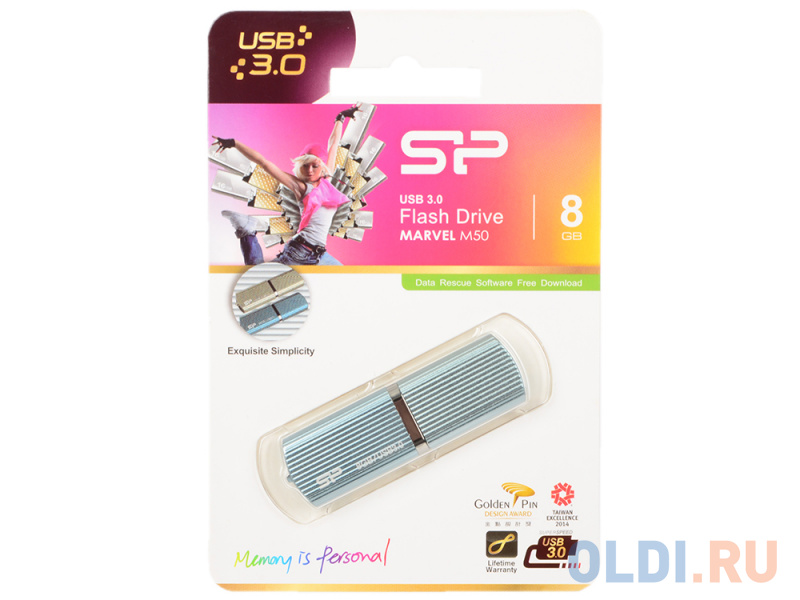 

Внешний накопитель 8GB USB Drive <USB 3.0 Silicon Power Marvel M50 Blue (SP008GBUF3M50V1B)