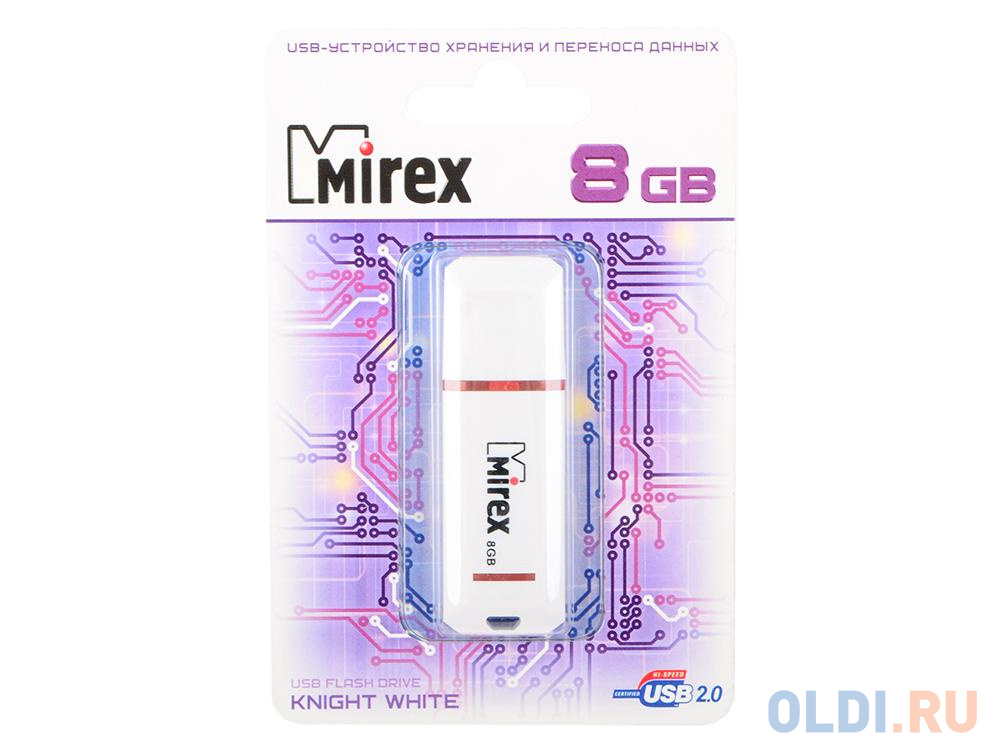 Флешка USB 8Gb Mirex Knight 13600-FMUKWH08 белый флешка 32gb mirex swivel usb 2 0 белый 13600 fmuswt32