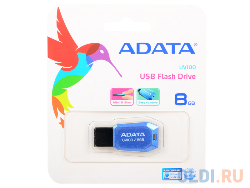 

! Флешка USB 8Gb A-Data UV110 USB2.0 AUV110-8G-RBL синий